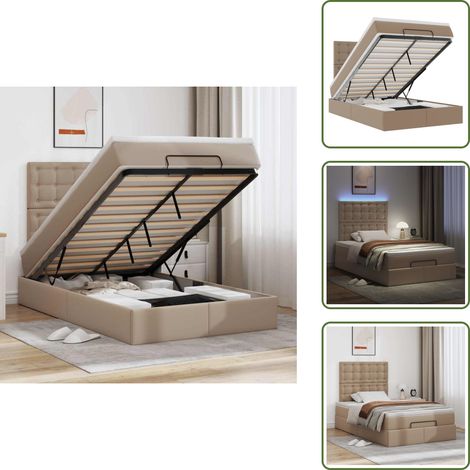 Coprimaterasso lavabile - vidaXL Struttura Letto Pouf con Materasso 120x200 cm Similpelle - Luci a LED