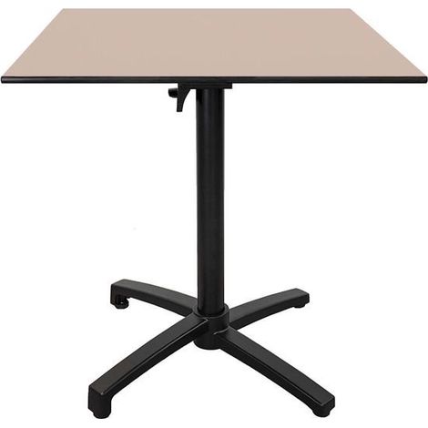 Table terrasse pliable en Compact HPL beige 70 x 70