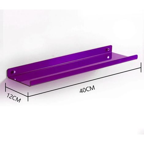 (40 x 12 cm - 1 pièce) Étagère murale de rangement en acrylique coloré avec perforation gratuite, idéale pour ranger les accessoires de cuisine, de chambre et de salle de bain. (1/5)