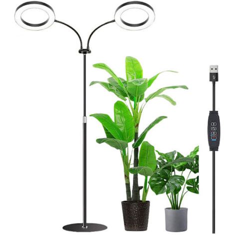 Lampe de culture LED à double tête et spectre complet, 3 modes de couleur, minuterie 6/12/16 h, hauteur réglable jusqu'à 170 cm (1/5)