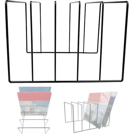 Support de Bureau en Métal - Rangement en Fer Noir pour Disques Vinyles, Livres, Factures, Courriers et Trieur de Documents (1/5)