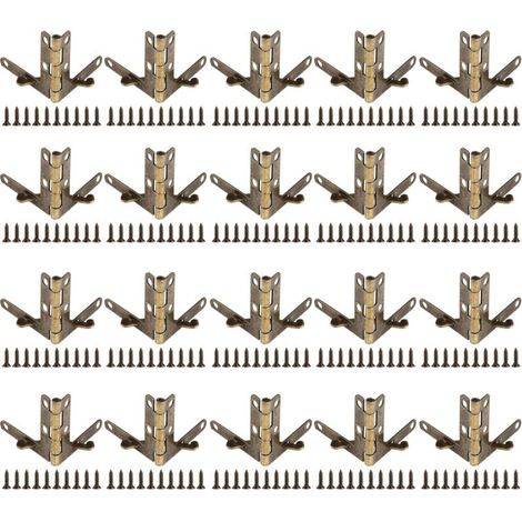 Ulisem 20 pezzi cerniere a molla ad angolo 90° accessori per casse di orologi in plastica, legno, metallo e gioielli (bronzo) (1/3)