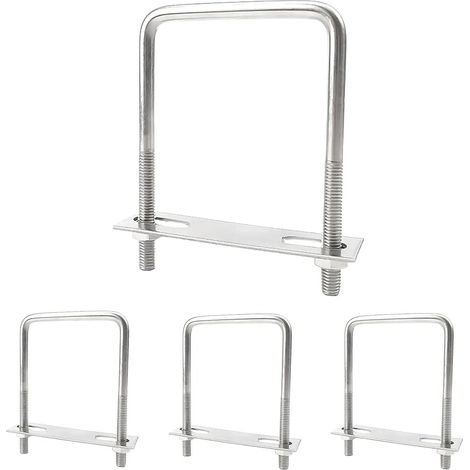Boulon en U M8 Acier Inoxydable 70 x 110mm - Lot de 4 Pièces avec Écrous et Plaques de Cadre - pour Jardin, Plomberie, Énergie Solaire, Fixation Structurelle (1/5)