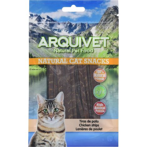 ARQUIVET Strisce di pollo per gatti - 50 gr - Snack 100% naturali per gatti - Prodotto a basso contenuto di grassi, leggero - Natural Cat Snacks (1/5)