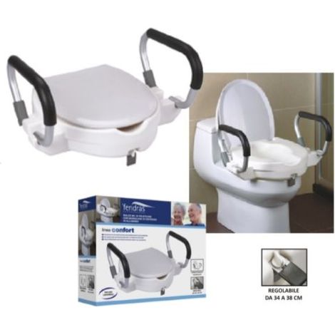 Bagno Italia Tavoletta per water universale con rialzo, dotata di sostegno con maniglie