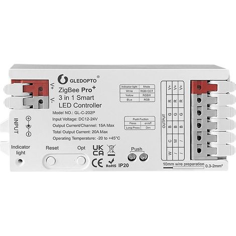 Contrôleur de bande LED ZigBee 3 en 1 RGBCCT/RGBW/RGB 20 A max. H/Ue compatible avec Alexa, Homey et Tuya Smart APP V (1/5)