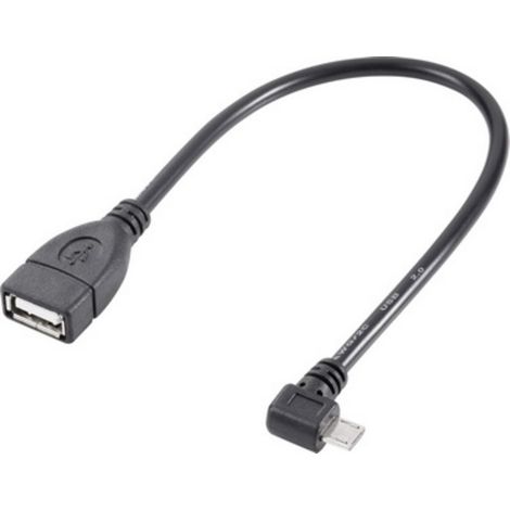 Renkforce USB-Kabel USB 2.0 USB-Micro-B Stecker, USB-A Buchse 0.10 m Schwarz mit OTG-Funktion, verg (1/2)