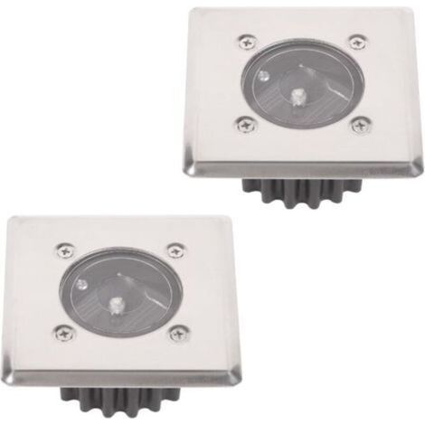 Set mit 2 LED-Solar-Bodeneinbaustrahlern – Quadratisch – 8,5 x 8,5 cm – Edelstahl – 2 Einbaustrahler – Schutzart IP44 (1/4)