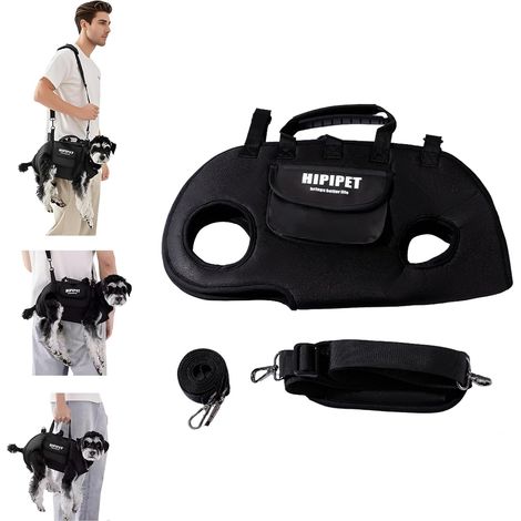 1 - Sac De Transport Pour Chien - Harnais De Levage Réglable - Poche Avant Et Bandoulière Rembourrée - Pour Randonnée Et Voyage - Noir - 40x30x25cm (1/5)