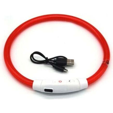 Rouge , LED Collier Lumineux Chien Rechargeable et Longueur Ajustable, Collier Chien Lumineux avec 3 Modes d'éclairage , Imperméable Collier Lumineux pour Chien Chat Petit Moyen Grand (1/4)