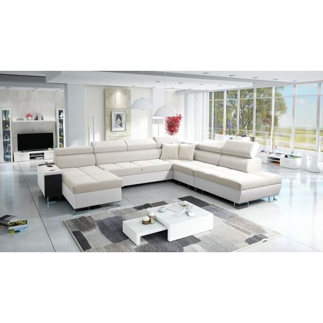 Großer multifunktionaler Eckschrank Morena X,  Kunstleder/Uttario Velvet Weiß/Ecru Links (1/5)