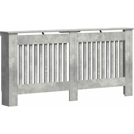 Cache-radiateur moderne design à lattes verticales 172 x 19 x 81 cm en bois gris béton (1/5)