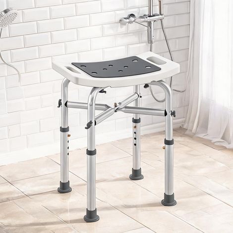 Tabouret de douche aluminium gris réglable 4 hauteurs 4 niveaux (1/5)