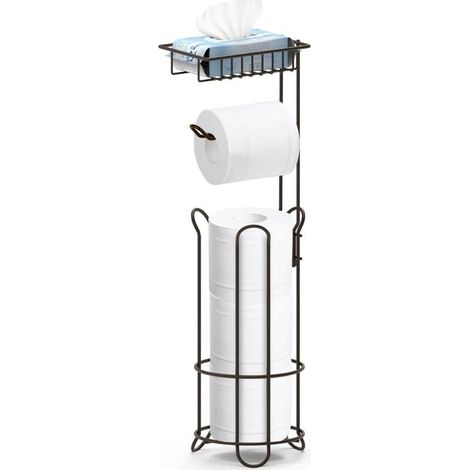 YMYNY Porte Papier Toilette sur Pied Bronze avec Tablette Supérieure, Porte-Serviettes en Papier pour Salle de Bains avec Distributeur et Rangement, Distributeur pour 3 Rouleaux de Rechange (1/5)