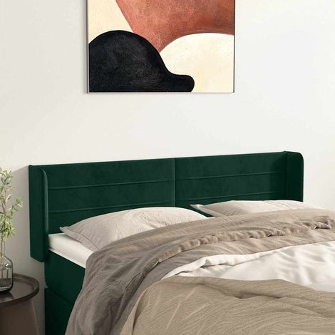 vidaXL Cabecero de terciopelo verde oscuro 147x16x78/88 cm (1/5)