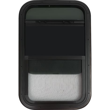 Fenêtre camping-car coulissante verticale - 38x61 cm - Noir - Verre trempé - Installation verticale directe - Pour VR, caravane, utilitaire