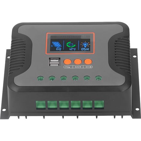 PowMr PWM Solar-Laderegler 60A 12V 24V 36V 48V 2 USB-Anschlüsse Einstellbares LCD-Display AGM-Gel-Nass-Lithium-Batterie (1/5)
