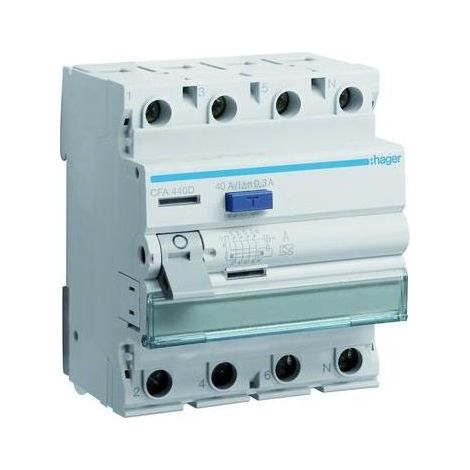 Hager CFA440D Fehlerstromschutzschalter 4-polig 40 A grau weiß (1/5)