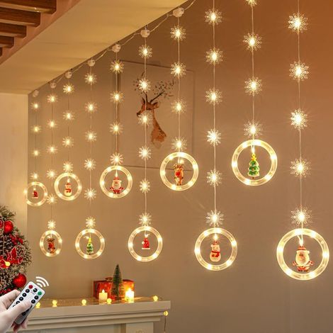 Guirlande lumineuse LED de 3 m pour l'extérieur et l'intérieur, rideau lumineux de Noël USB avec télécommande et crochets, étanche IP44, 8 modes (1/5)