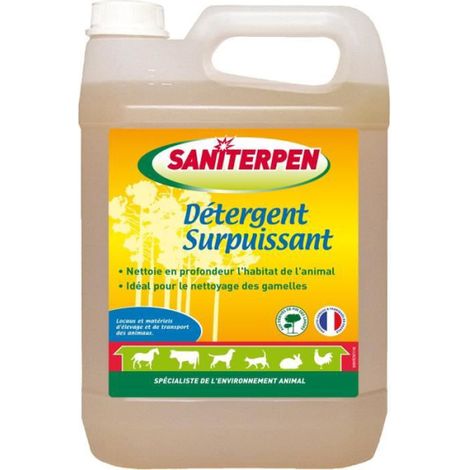 Détergent surpuissant 5L – Formule concentrée pour nettoyage manuel et haute pression – Efficace même à faible dosage – Odeur agréable de pin des landes – Saniterpen