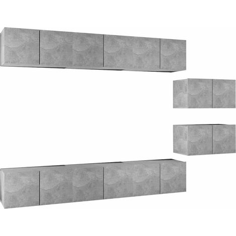 Meubles TV 8 pcs, Étagère TV, Meuble de Salon, Gris béton Aggloméré OIB2895E (1/5)