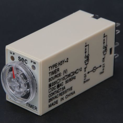 Relais temporisé H3Y-2, 8 pôles, réglable, haute précision, pour appareils électroménagers, 0–10 s, 220 V CA (1/5)