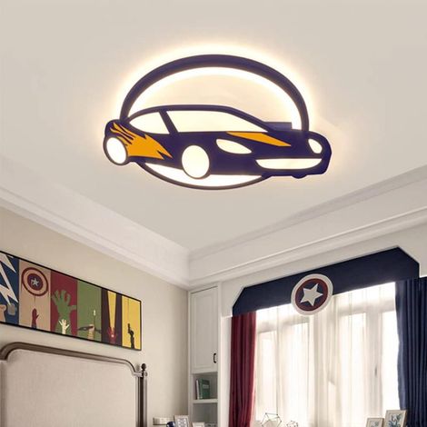Round blue LED ceiling light for children, 50cm, dimmable with remote control, for living room, bedroom, or office (1/5)