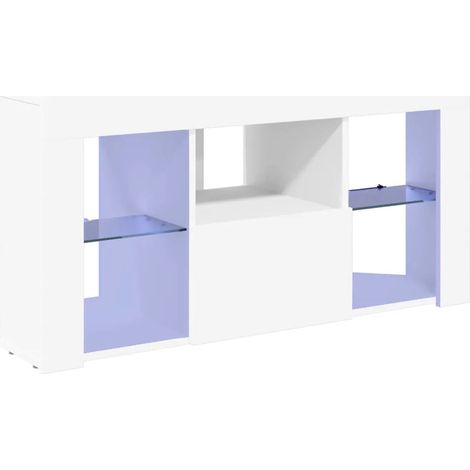 Meuble TV LED d'angle moderne avec rangement 100 x 40 x 50 cm en bois d'ingénierie blanc (1/5)