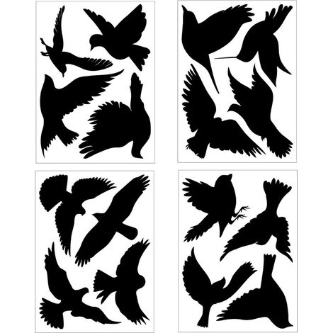 Autocollant Fenêtre Hummingbird - Adhésif Sans Colle - PVC Noir - Décoration Vitre Anti-Collision Oiseaux - 4 Pièces (1/5)