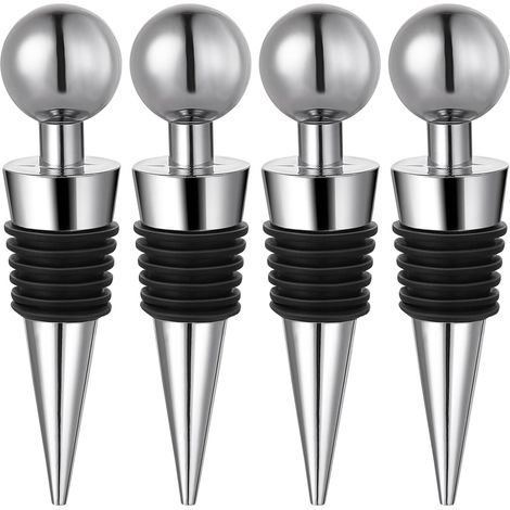 Juego de 4 tapones reutilizables para botellas de vino, champán, prosecco, cerveza y licores. (1/5)