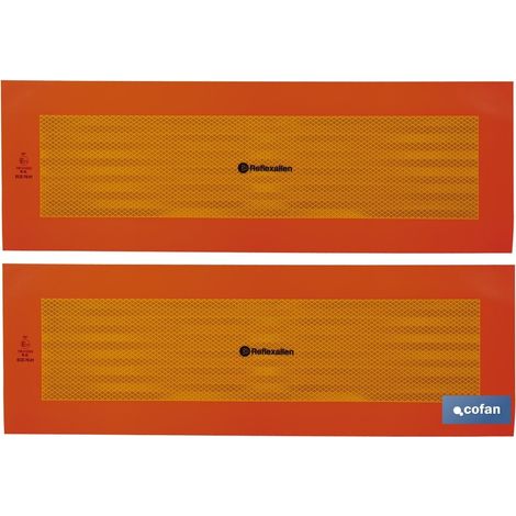 Placa V-6 para vehículos largos 56,5x19,5cm fabricada en aluminio y vinilo Réflex N2 (Pack de 2 unidades)