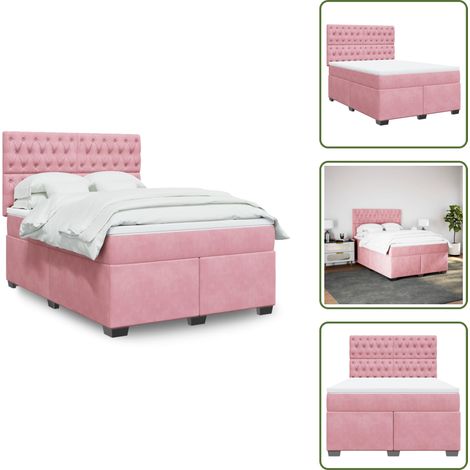 Colchón rosa - vidaXL Cama box spring con colchón terciopelo rosa 160x200 cm - Cama de muelles