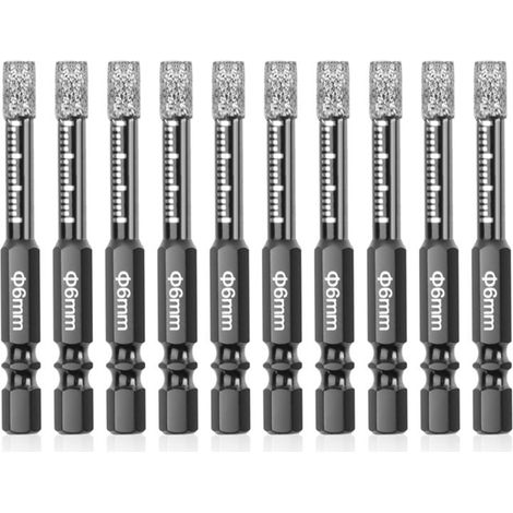 10 Pièces Forets Diamantés 6 mm pour Céramique Carrelage Verre Marbre Brique Pierre (1/4)