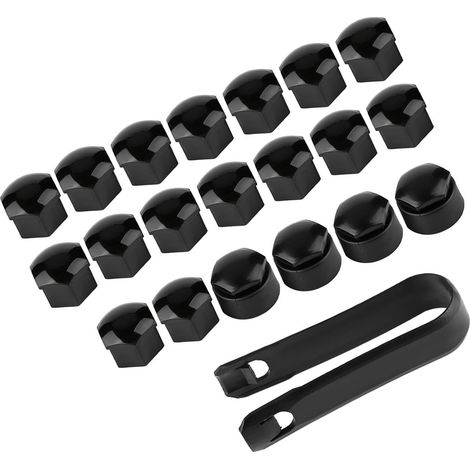 20 pièces bouchons de protection antivol pour écrous de roue auto 17mm noir (1/5)