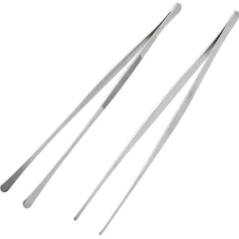 2 Stücke lange pinzette lang aus Edelstahl, rund und spitz, grillpinzette, kochpinzette, 16 cm
