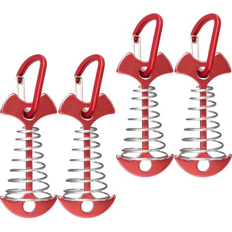 Piquets de Tente en Alliage d'aluminium 4 pièces avec Crochet à Ressort rétractable pour Camping et Bivouac Sol Dur (1/4)