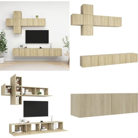Set di Mobili Porta TV 7 pz Rovere Sonoma in Legno Multistrato - Armadietto TV - Armadio TV