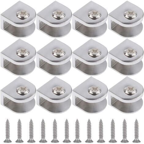 FENOPLASTICA12 clips en verre, supports en verre, supports de cloison en verre, peuvent installer du verre de 3 à 10 mm d'épaisseur (avec vis) (1/4)