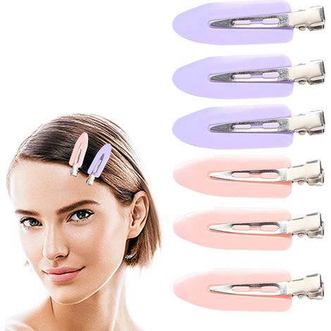 Pinces À Cheveux - Sans Dent - Pour Frange - En Plastique Et Acier Inoxydable - 6 Pièces (1/5)