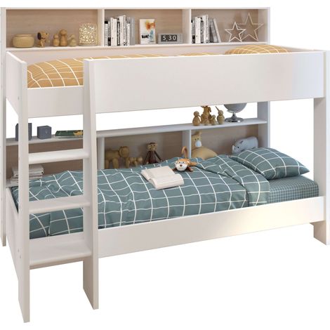 Litera Infantil Mouse 90x200 cm Dormitorio Juvenil en color blanco mate