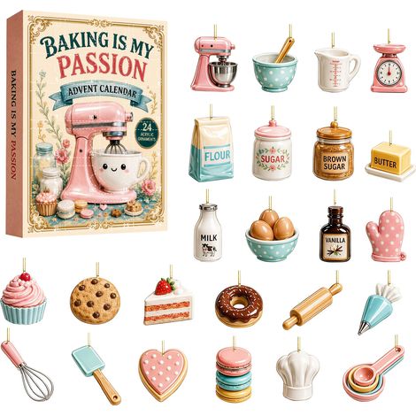 Calendrier de l'Avent sur le thème des macarons – Décorations de Noël amusantes – Coffret cadeau de Noël « jeu des trous » avec jouets surprise – Coffret de macarons tricolores MH089 (1/3)