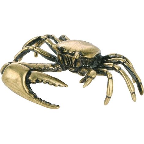 Figurine de crabe en laiton, ornement animalier, décoration mignonne pour la maison ou le bureau, modèle Kung Fu Tea Pet, décoration de table, petite statue d'animal-C