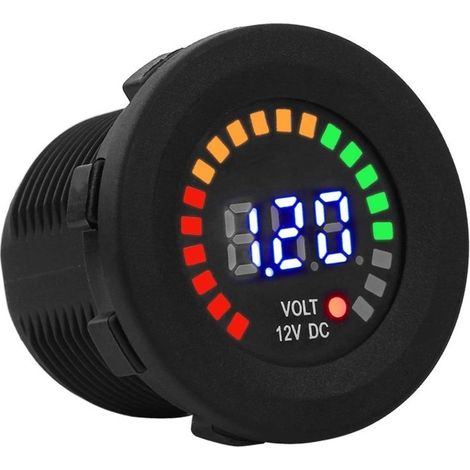 Voltmètre Testeur LED, Voltmètre Testeur, LED 12v Testeur de Tension D'affichage, avec Système de Torsion et de Verrouillage pour Bateau, Véhicule, Moto, Camion, Voiture, Caravane de Camping-car (1/3)