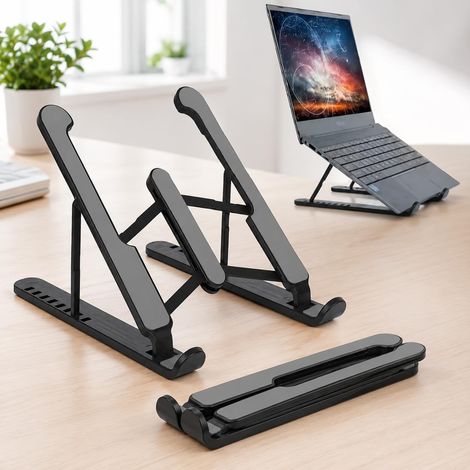 Support pour ordinateur portable ABS - Support réglable - Conception pliable et portable - Support ventilé pour ordinateurs portables et tablettes - Compatible (1/5)