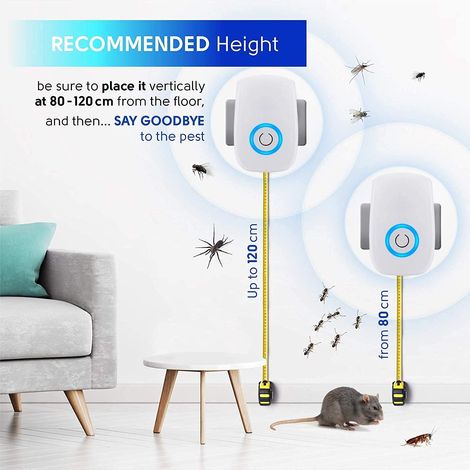 Dispositivo repellente a ultrasuoni per roditori e insetti (22–65 kHz), potente confezione da 4 con agente di controllo dei parassiti a frequenza variabile per un utilizzo versatile contro ratti, topi (1/4)
