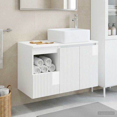 vidaXL Bathroom Furniture Set 2 pcs High Gloss White Engineered Wood (1/5)
