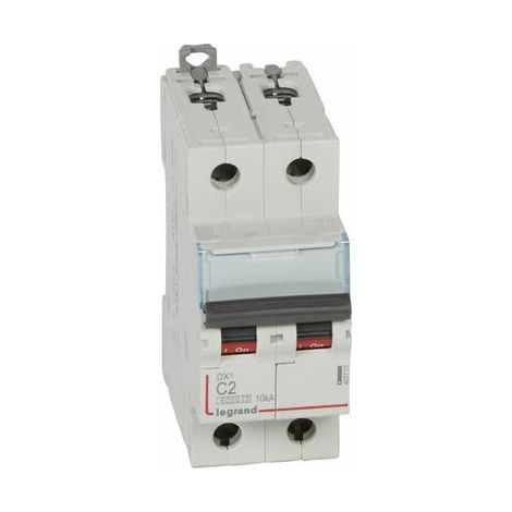 Disjoncteur DX³6000 10kA arrivée haut/départ bas vis 2P 2A courbe C - 2 modules - 407777