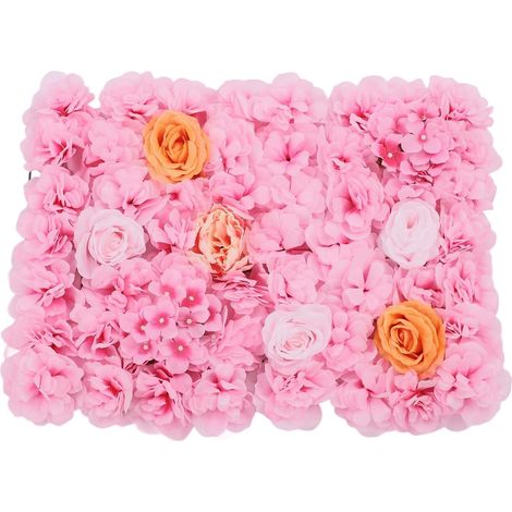 Set mit 12 romantischen künstlichen Blumenwänden zur Hintergrunddekoration, Seidenrosen, hängende Wandpaneele, für Hochzeitsfotografie, Dekoration des Hauptgangs (rosa)