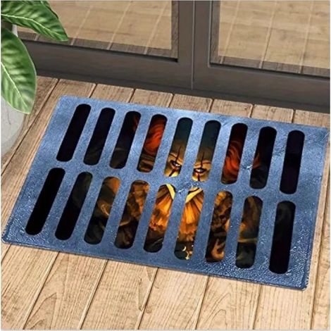 Paillasson, Tapis Porte Clown d'halloween, paillasson Clown d'égout Effrayant,3D stéréo Vision paillasson Horreur, pour décoration d'halloween,4060cm (1/4)