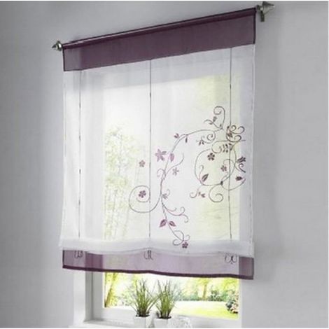 Rideaux Romain Violet 60x120cm Brodés Floral Store Romain Décoration Intérieur Fenêtre Violet 60L X 120H cm (1 Panneaux) (1/5)